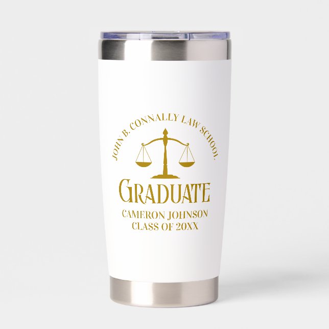 Chic Gold Law School Graduation Keepsake Insulated Tumbler (Front)