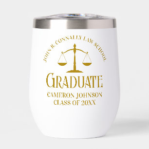 Chic Gold Law School Graduation Keepsake Thermal Wine Tumbler