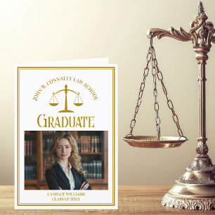 Chic Gold Law School Graduation Photo Folded Announcement