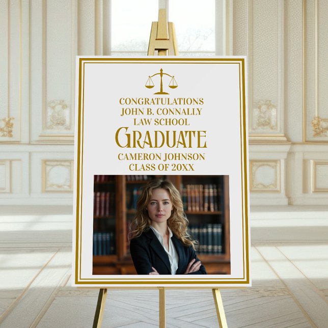 Chic Gold Law School Photo Graduation Party Foam Board (Creator Uploaded)