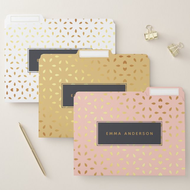 Chic Gold leaf pattern pink, gold, and white File Folder (Set)
