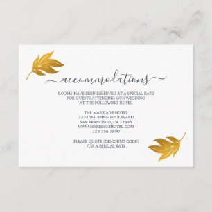 Chic Gold Leaf Wedding Accommodation Card