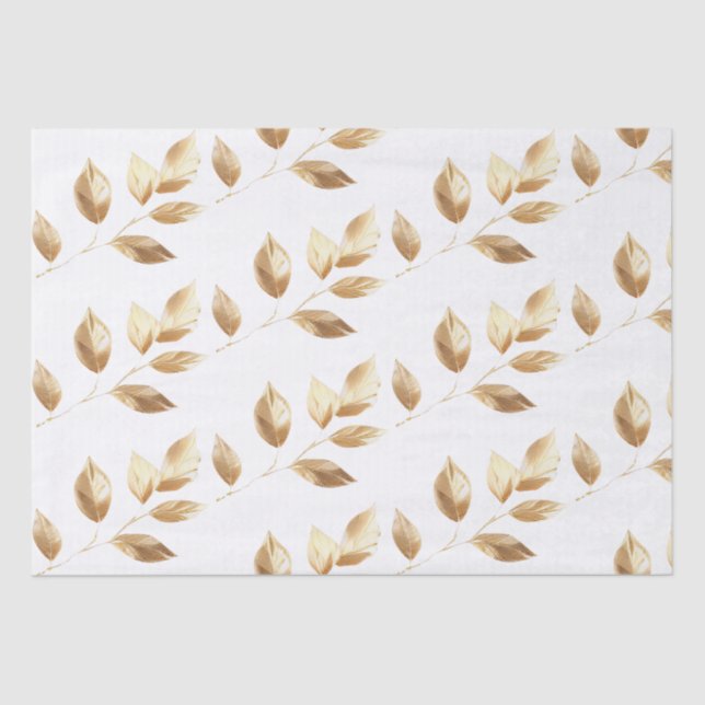 Chic Gold Leaves Wedding Tissue Paper (Front)