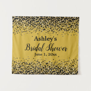 Chic Gold Leopard Bridal Shower Photo Booth Prop Tapestry