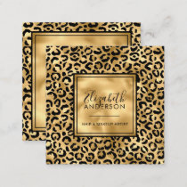 Chic Gold Leopard Print Fashion Modern Square Business Card