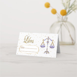 Chic Gold Libra Zodiac Birthday Place Card