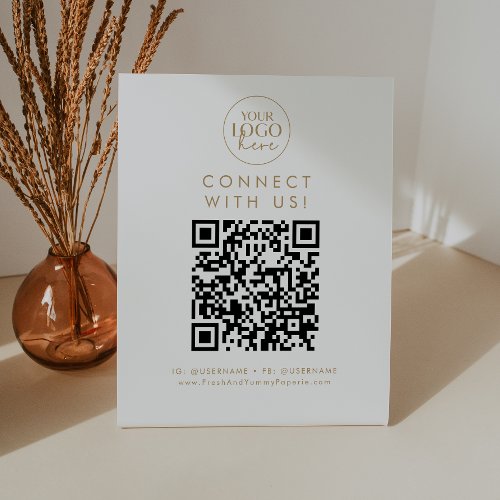Chic Gold Logo Connect with Us Social Media Pedestal Sign