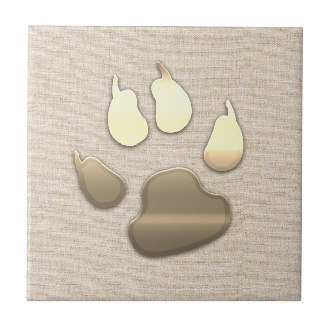 Chic Gold Look Look Dog Pet Ceramic Tile (Front)