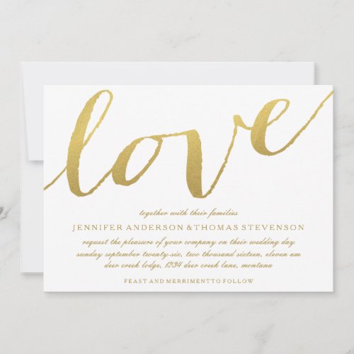 CHIC GOLD FOIL LOVE WEDDING INVITATION