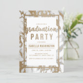 Chic Gold & Marble Typography Graduation Party Invitation (Standing Front)