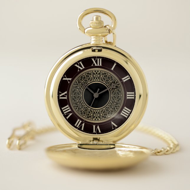 Chic Gold Medallion Pocket Watch (Inside)