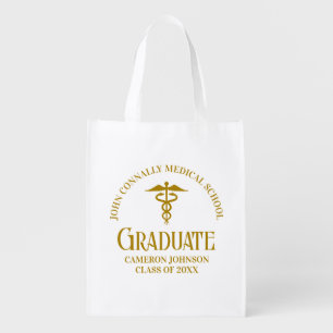 Chic Gold Medical School Graduate Keepsake Grocery Bag