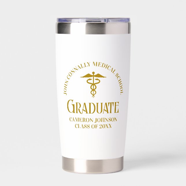 Chic Gold Medical School Graduate Keepsake Insulated Tumbler (Front)
