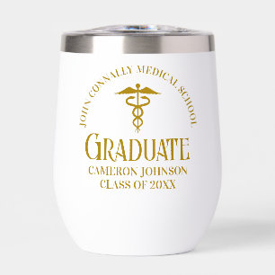 Chic Gold Medical School Graduate Keepsake Thermal Wine Tumbler