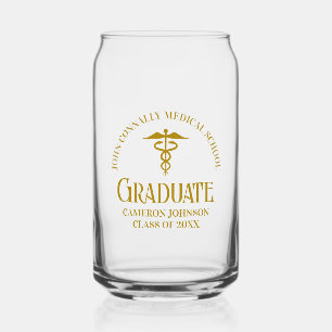 Chic Gold Medical School Graduate Personalized Can Glass