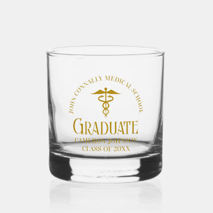 Chic Gold Medical School Graduate Personalized Whiskey Glass