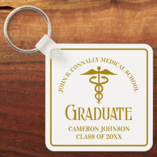 Chic Gold Medical School Graduation Keepsake Keychain