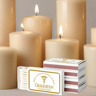 Chic Gold Medical School Graduation Party Matchboxes