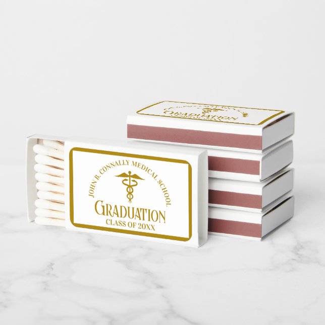 Chic Gold Medical School Graduation Party Matchboxes (Stacked)