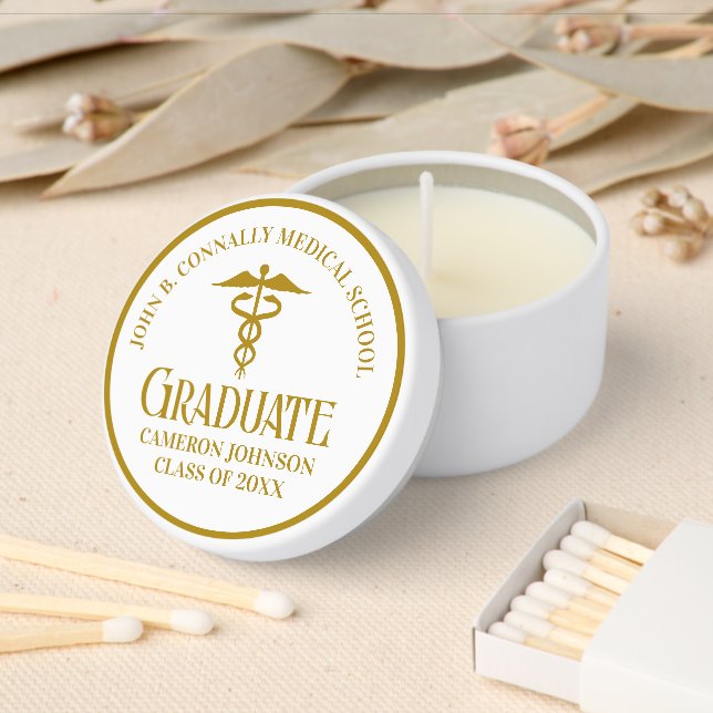 Chic Gold Medical School Graduation Party Mini Candle Favors (Insitu)