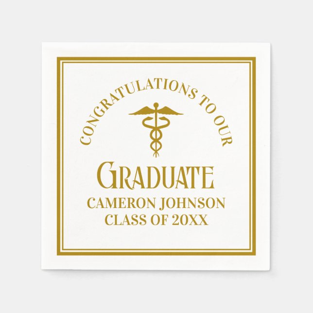 Chic Gold Medical School Graduation Party Napkins (Front)
