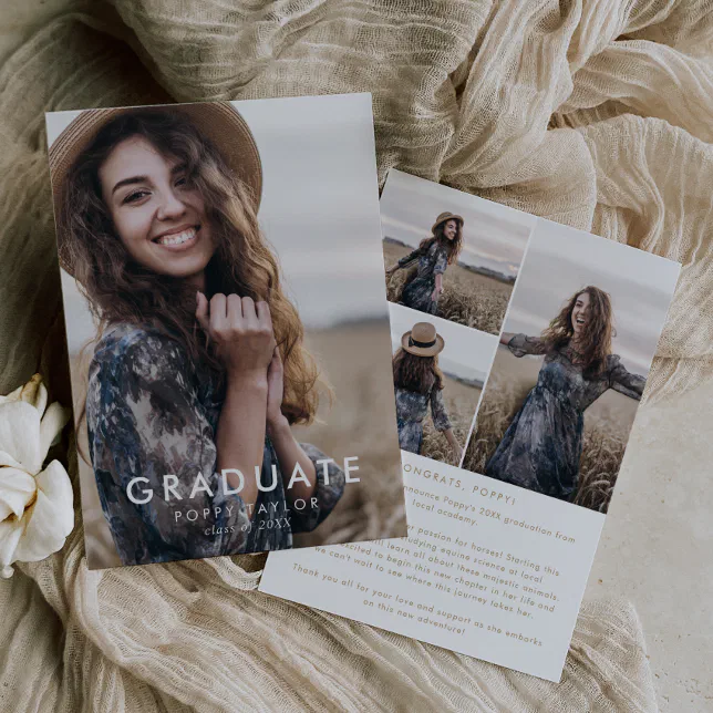 Chic Gold Message Photo Collage Graduation Announcement | Zazzle