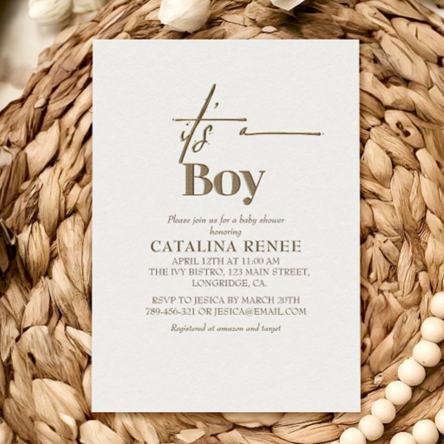 Chic Gold Minimalist Baby Shower Invitation (Creator Uploaded)