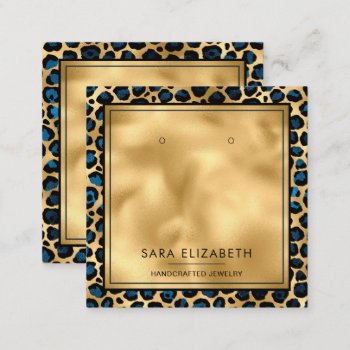 Chic Gold Mint Leopard Print Earring Display Card by MG_BusinessCards at Zazzle