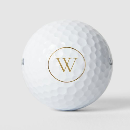 Chic Gold Monogram Initial Golf Balls