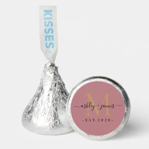 Chic Gold Monogram Names Year Est Dusty Rose Hersheys Kisses