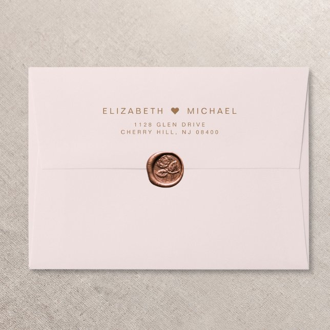 Chic Gold Monogram Pink Wedding Invitation Envelope (Creator Uploaded)