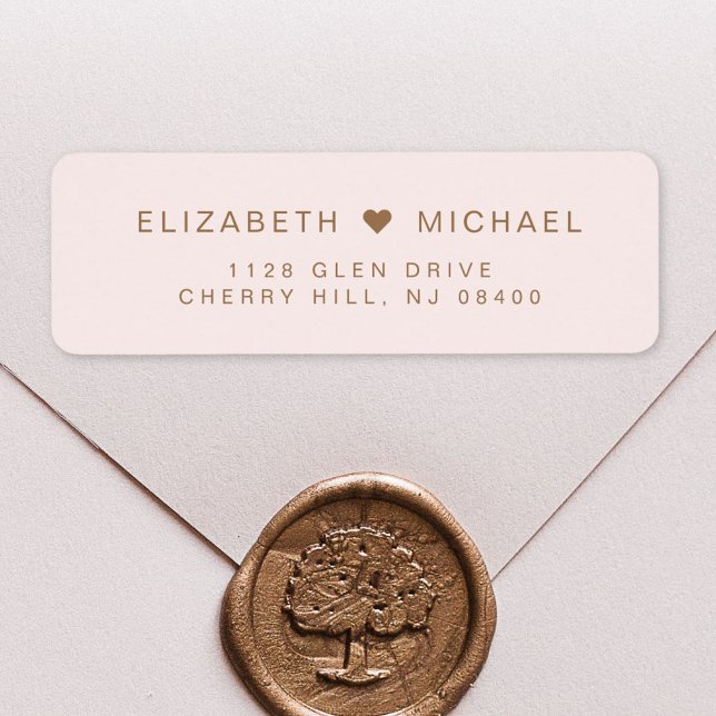 Chic Gold Monogram Pink Wedding Return Address Label (Creator Uploaded)