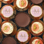 Chic Gold Monogram Script Names Wedding Date Black Reese's Peanut Butter Cups<br><div class="desc">Chic, elegant Hershey kisses candy wedding favors with your names and year established in offblack elegant handwritten script calligraphy on a parfait pink background with a gold monogram. Simply add your names, monogram and year established beneath. Stylish design and perfect luxury candy favor gift for the newlywed couple. If you...</div>