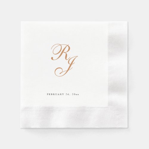 Chic Gold Monogram Script Wedding Napkins