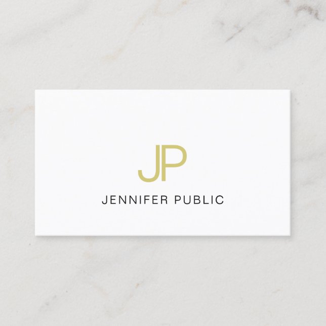 Chic Gold Monogrammed Design Trendy Modern Plain Business Card (Front)