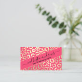 Chic Gold Neon Pink Leopard Cheetah Animal Print Business Card (Standing Front)