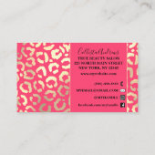 Chic Gold Neon Pink Leopard Cheetah Animal Print Business Card (Back)