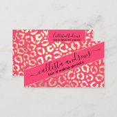 Chic Gold Neon Pink Leopard Cheetah Animal Print Business Card (Front/Back)