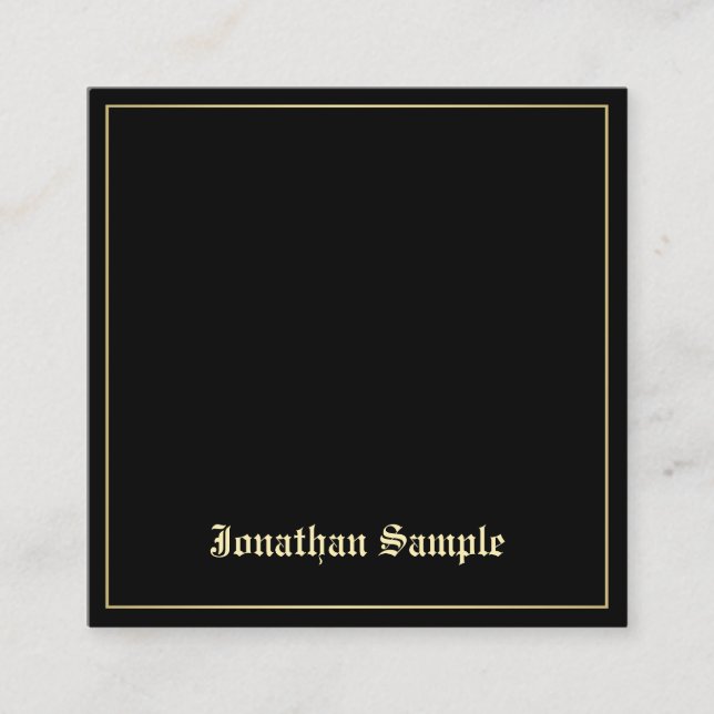Chic Gold Old Script Font Elegant Attractive Plain Square Business Card (Front)