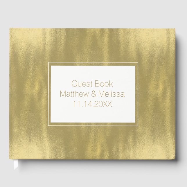 Chic Gold Personalized Wedding Guest Book (Front)