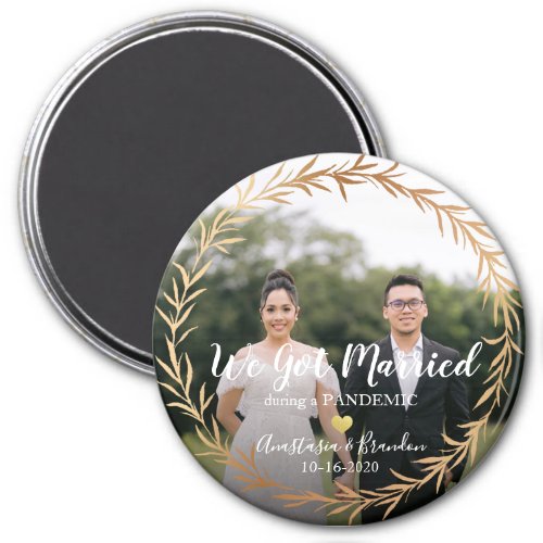 Chic Gold Photo Married During Pandemic Keepsake Magnet
