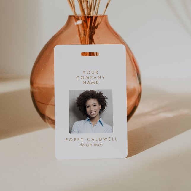 Chic Gold Photo QR Code Small Business ID Badge (Creator Uploaded)