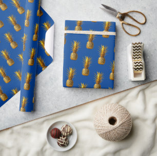 Chic Gold Pineapple Summer Pattern Wrapping Paper
