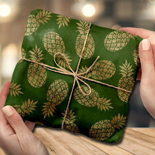 Chic Gold Pineapples Tropical Green Tissue Paper