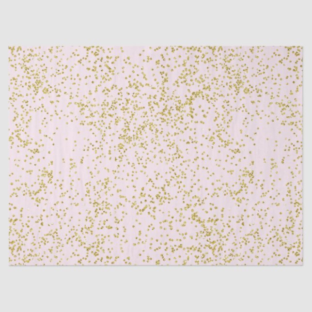 Chic Gold Pink Blush Confetti Sparkle Tissue Paper (Front)