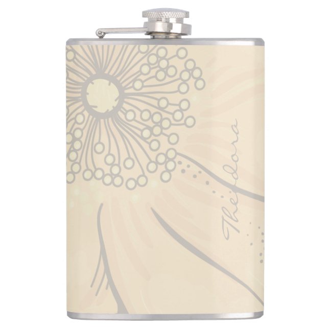Chic Gold Pink Floral Flask (Front)