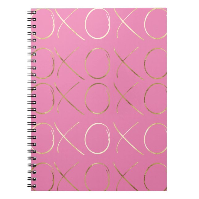 Chic Gold Pink Girly Glam XOXO Notebook (Front)