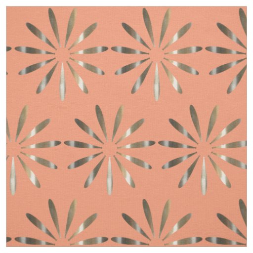 Chic Gold Pink Salmon Ornament Pattern Fabric