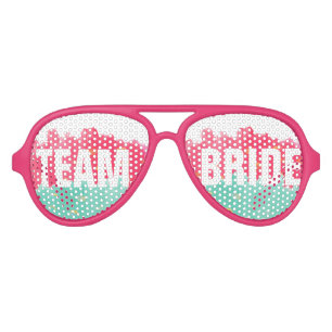 Chic Gold Pink Stripes Cute Team Bride Sunglasses