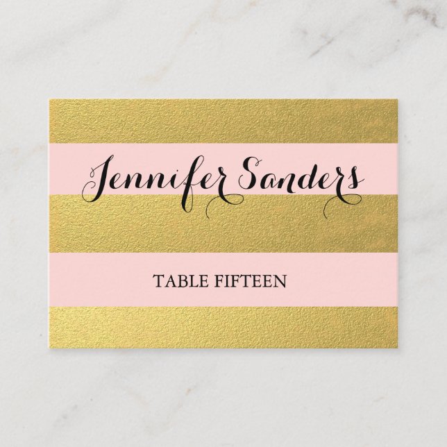 CHIC GOLD | PINK WEDDING PLACE CARDS (Front)